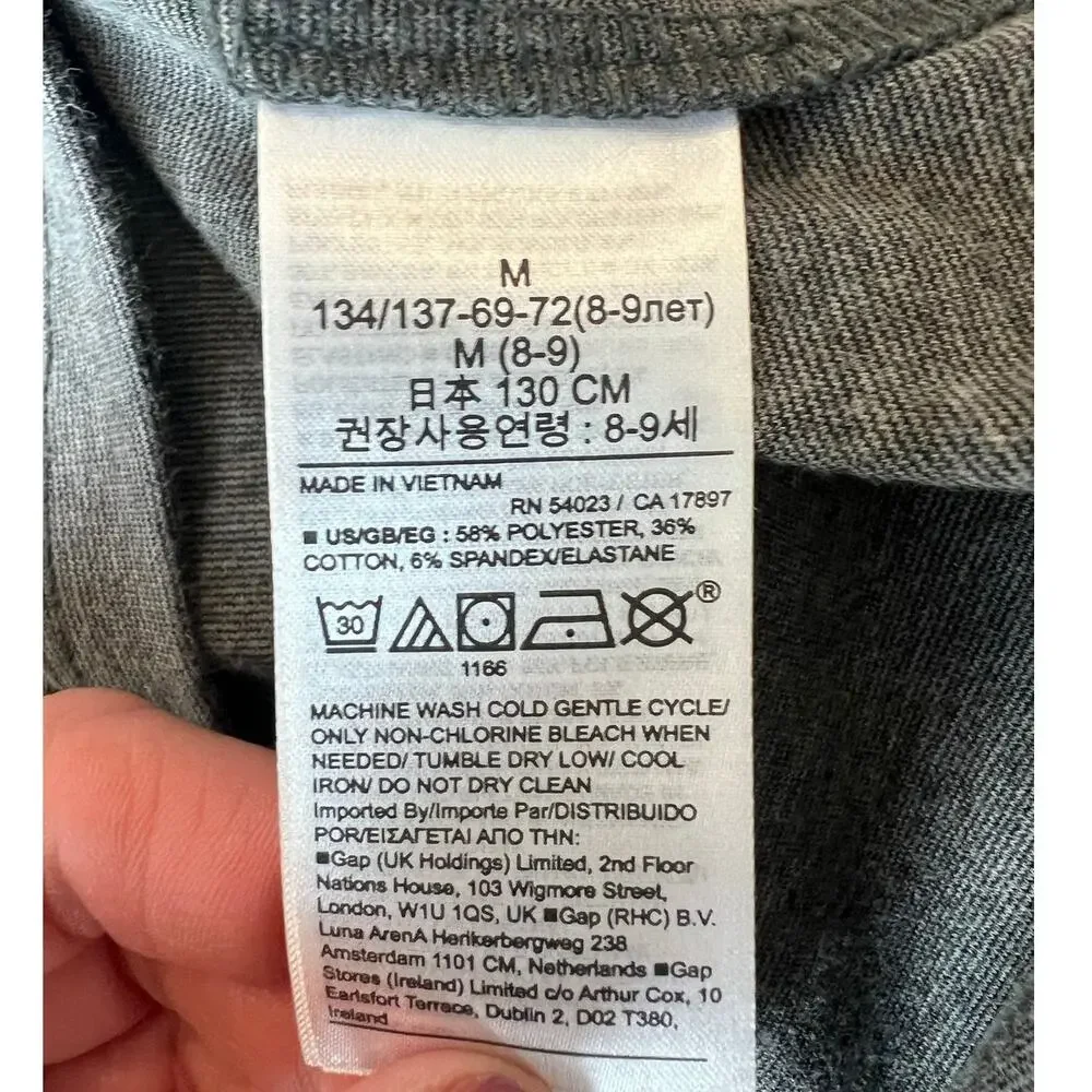 Gap Girls Button Front Shift Dress, Medium/8, Gray, Sleeveless, Pockets